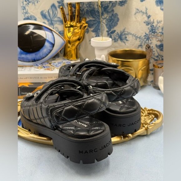 🆕 MARC JACOBS 🧿 NWOB The Quilted Sunny Leather Dad Sandals, Sz 40 US 10 - Picture 11 of 15
